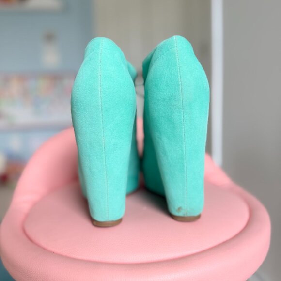 Pastel Mint Wedge Heels - Picture 8 of 9